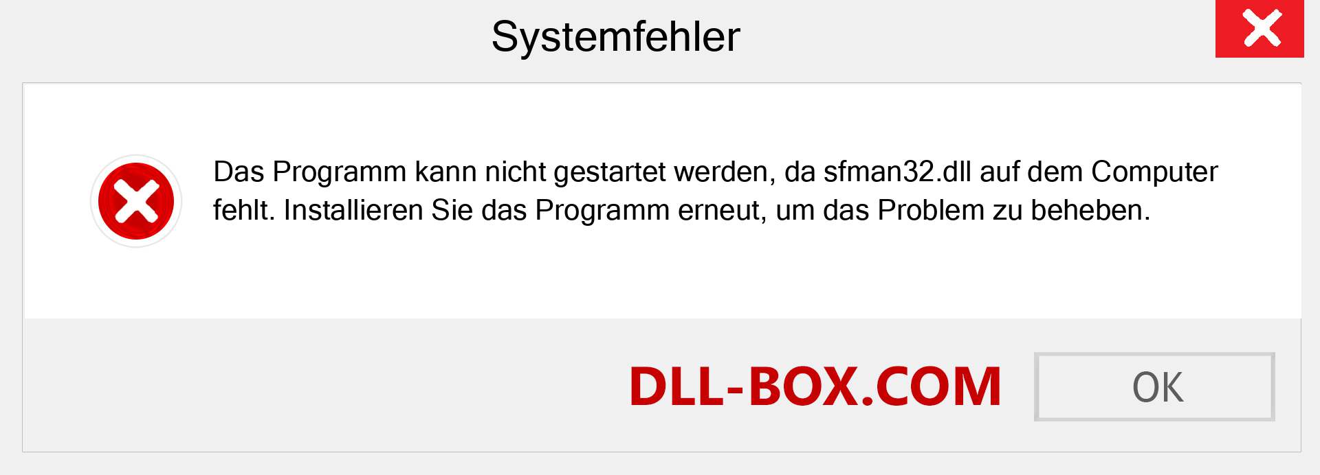 sfman32.dll-Datei fehlt?. Download für Windows 7, 8, 10 - Fix sfman32 dll Missing Error unter Windows, Fotos, Bildern